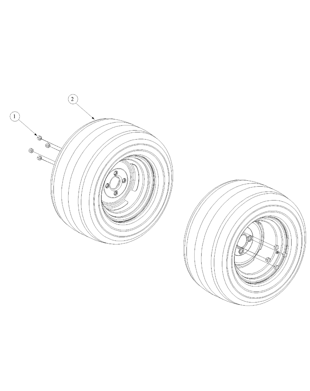 Wheel Assembly Diagram and Parts List for M72-GN33 53BB5FJZ750-33HP-OHV Cub Cadet Lawn Tractor